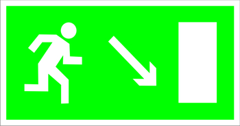 E07 направление к эвакуационному выходу направо вниз (пластик, 300х150 мм) - Знаки безопасности - Эвакуационные знаки - vektorb.ru